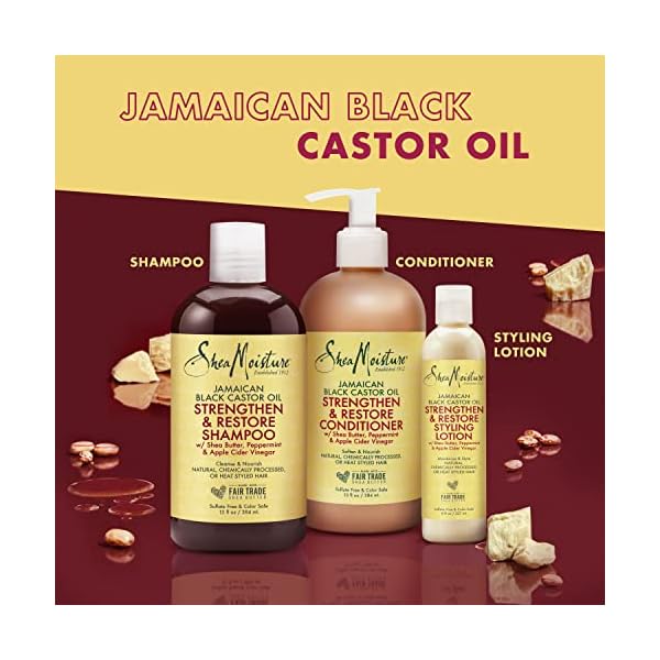 SheaMoisture Strengthen and Restore Shampoo, Conditioner and Styling Lotion for Curly Hair Mixed Hair Care Regimen with Shea Butter - Image 4