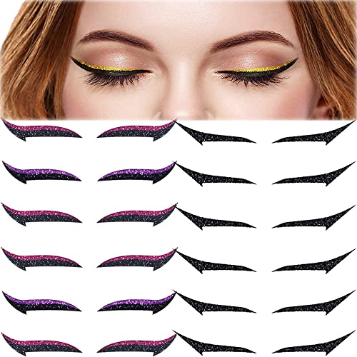 Chentian 2023 Stick On Eyeliner, Stick On Eyeliner Strips, Stick On Glitter Eyeliner, Stick On Eyeliner Glitter (12 Pairs-F) #TOP18