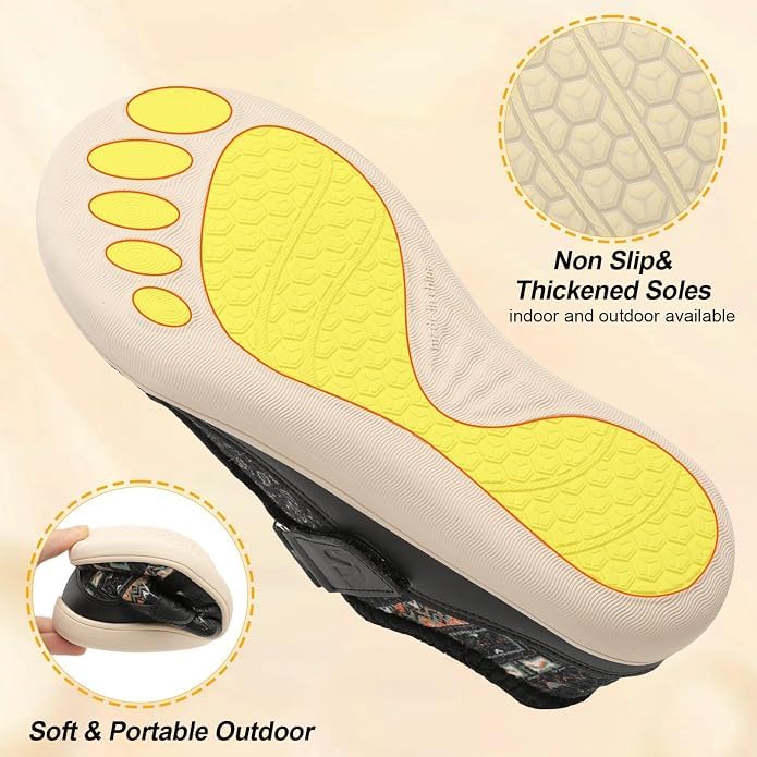 Image of Spesoul Wide Womens Slippers Adjustable House Shoes Indoor Outdoor Barefoot Slippers Cozy Walking Shoe Swollen Edema Diabetic Shoes 7 Wide