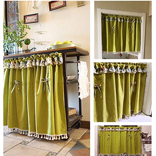 Cortina de café estilo pastoral con acabados de borlas finas para decoración de ventanas 7