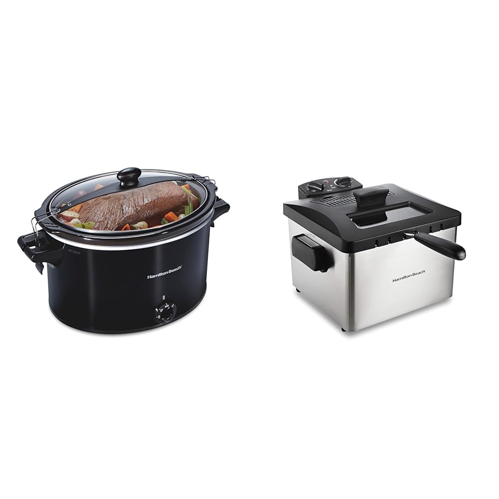 Hamilton Beach Slow Cooker Extra Large 10 Quart Stay or Go Portable With Lid Lock Dishwasher Safe Professional