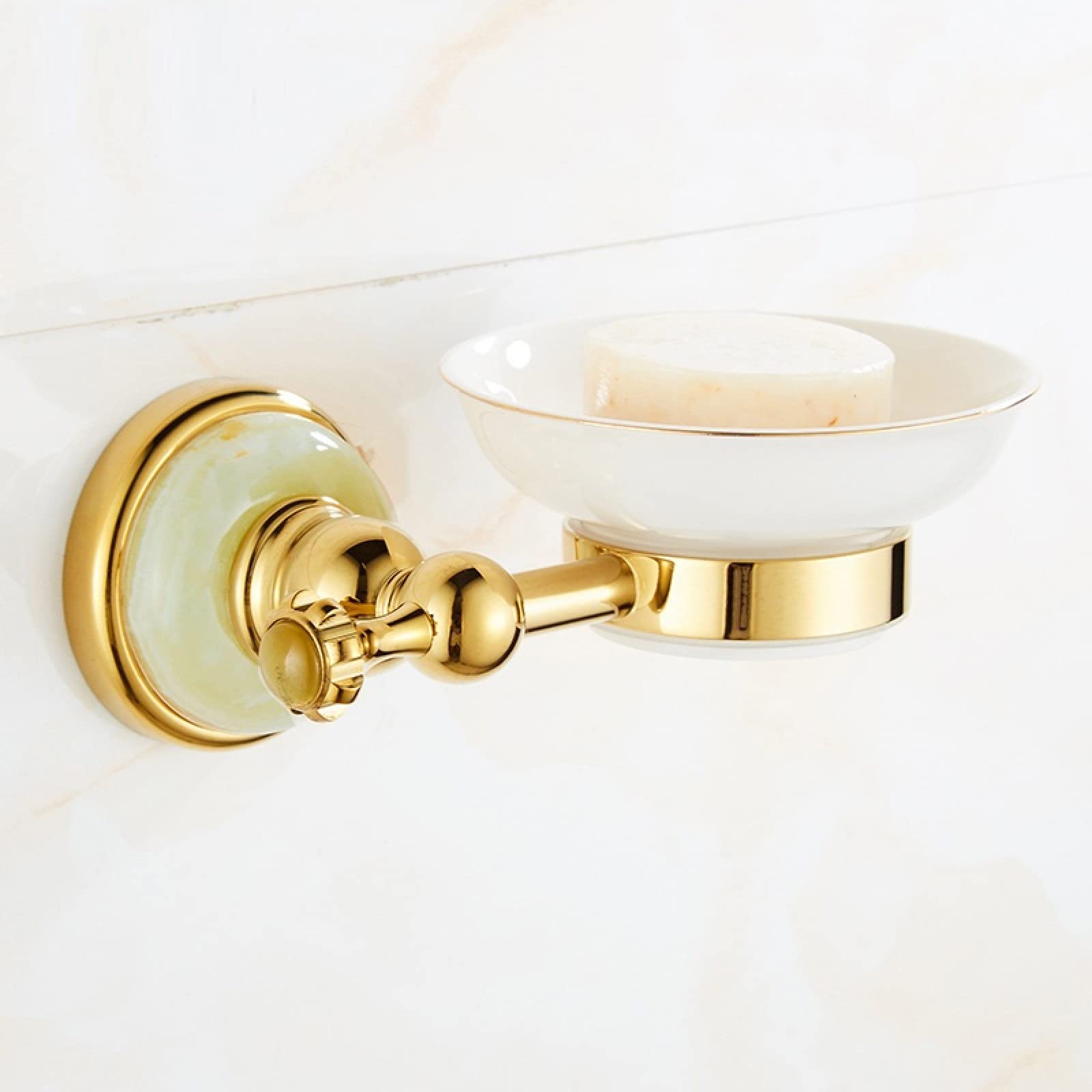FGXHHS Full Copper Bath Towel Rack Toilet Pendant Set Bathroom Shelf Hardware Jade Gold Rack, Soap Dish
