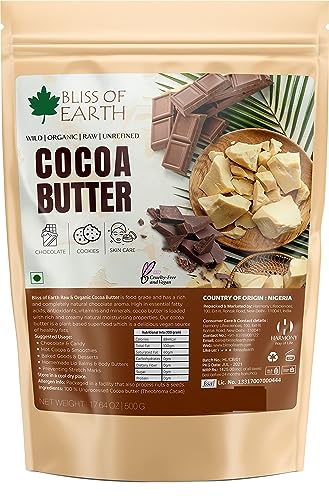 Image of Bliss of Earth Cocoa Butter For Chocolate Making 500g, Food Grade, Raw & Organic For Hair, Skin & Stretch Marks