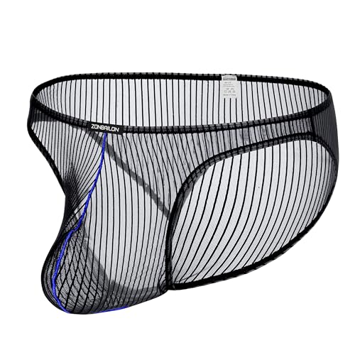 Men's Sexy Mesh Underwear Briefs See Through Low Rise Briefs with Pouch