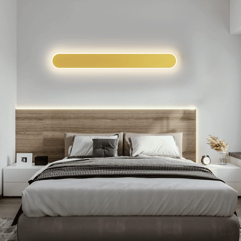 Lámpara de pared lineal con luz de techo cuadrada LED, luz de pared de metal moderna, accesorios de iluminación de cabecera de dormitorio de tira para escaleras pared de fondo de pasillo, candelabros