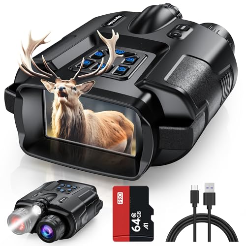Diyimin 4K Night Vision Binoculars–8X Zoom/2000FT IR/5000mAh, 3'' HD Screen Night Vision Goggles...