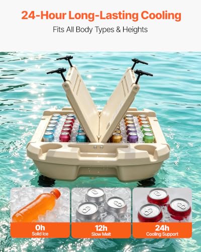 Image of VEVOR Floating Cooler 40 QT Floating Ice Chest with Wheels & Tow Rope, Premium LLDPE Amphibious Beverage Cooler for Water & Land, Stable Cruising on Lake, River, Seashore, Beach, Kayak