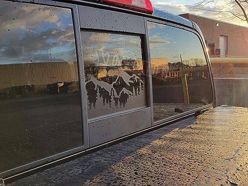 Image of Xinghe for Chevy Silverado GMC Sierra, Rear Middle Window American Flag Decals Stickers (Matte Black Only Mountain, for 2004-2018 Sierra Silverado)