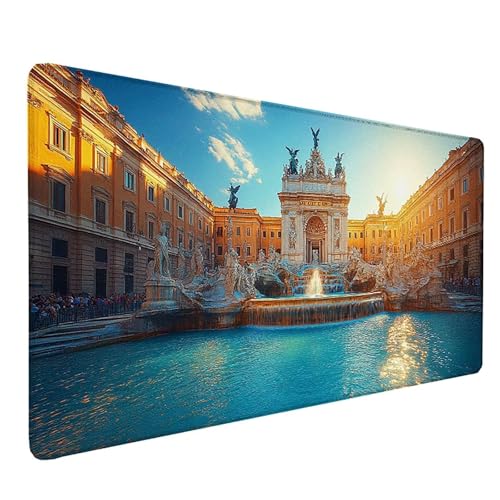 Cadeau femme tapis de souris XXL jaune Château pour un bureau design et coloré