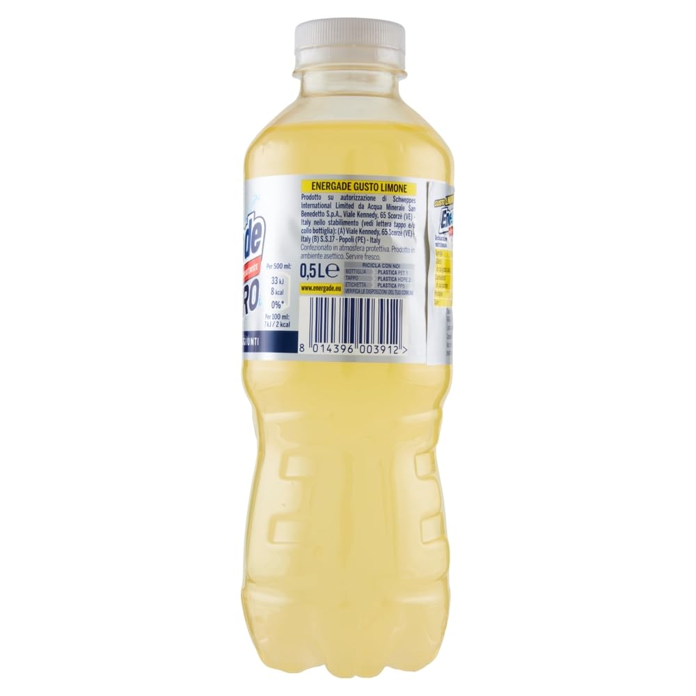Energade ZERO gusto Limone, Zero Zuccheri Aggiunti Reintegratore Dissetante 500ml (2025) [BOX da 12 Bottiglie]
