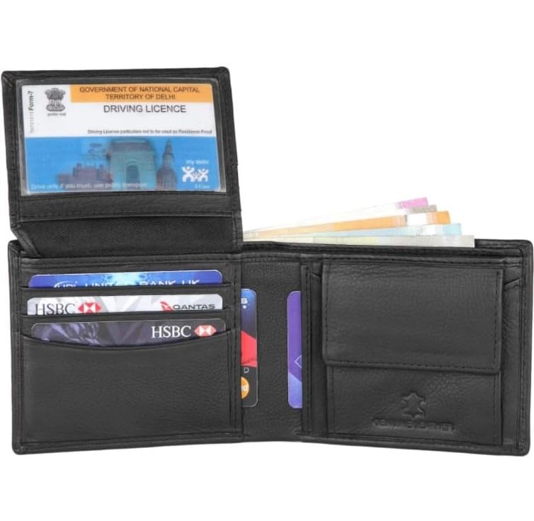 Image of WILD NAPA RFID Protected Brown Genuine Leather Wallets for Men (B-Black)