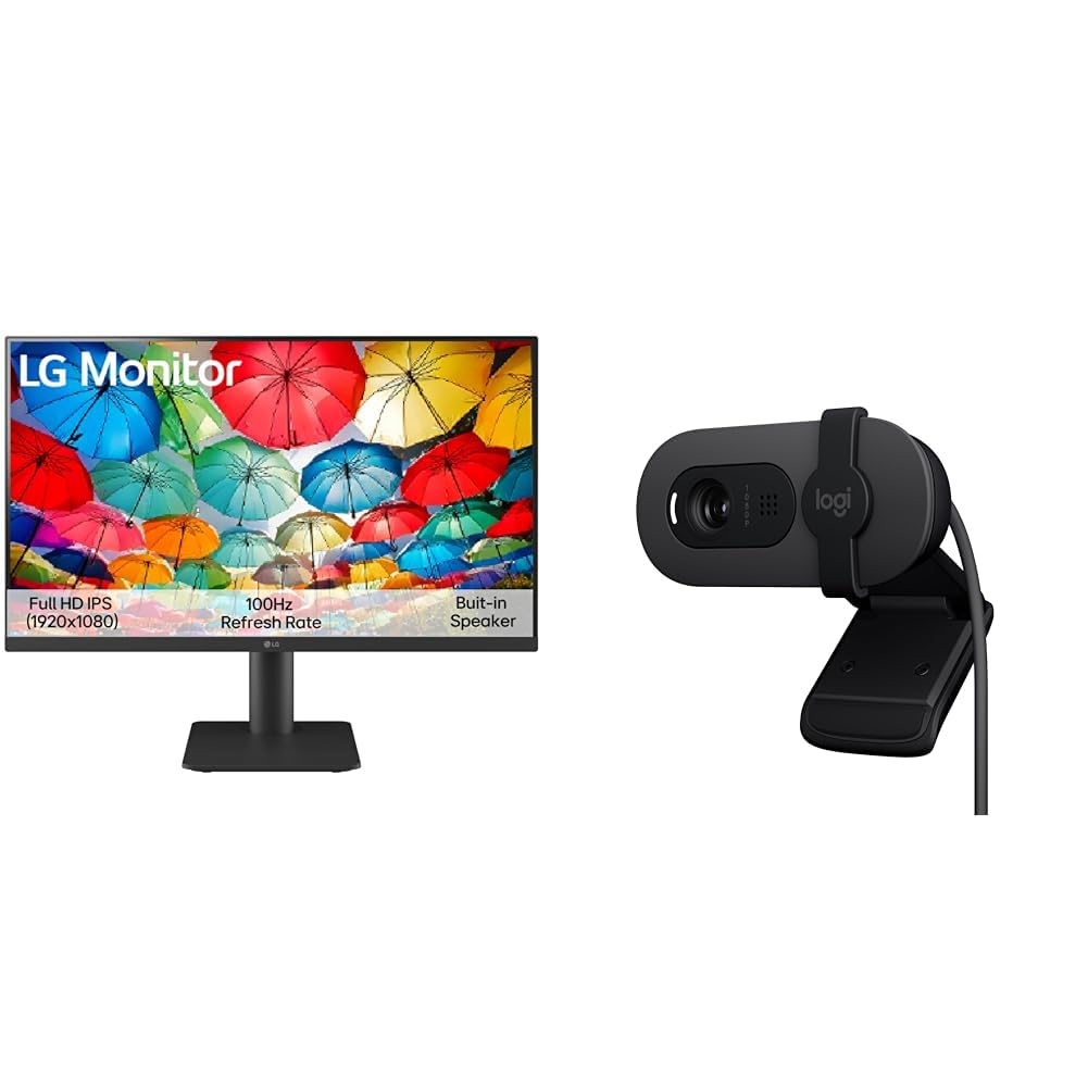 LG 24MS550-B 24 inch IPS FHD (1920x1080) Monitor 100Hz 5ms Reader Mode Tilt/Height Adjustable Stand Built in Speaker Borderless Design OnScreen Controls + Logitech Brio 100 Full HD 1080P Webcam-picture-21