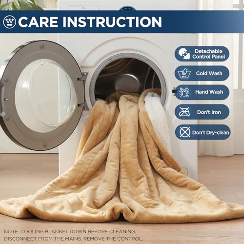 Westinghouse Electric Blanket Full, Heated Blanket Full Size with 10 Heating Levels and 1 to 12 Hours Heating Time Settings, Flannel to Sherpa Reversible, Machine Washable (80" x 84", Red)