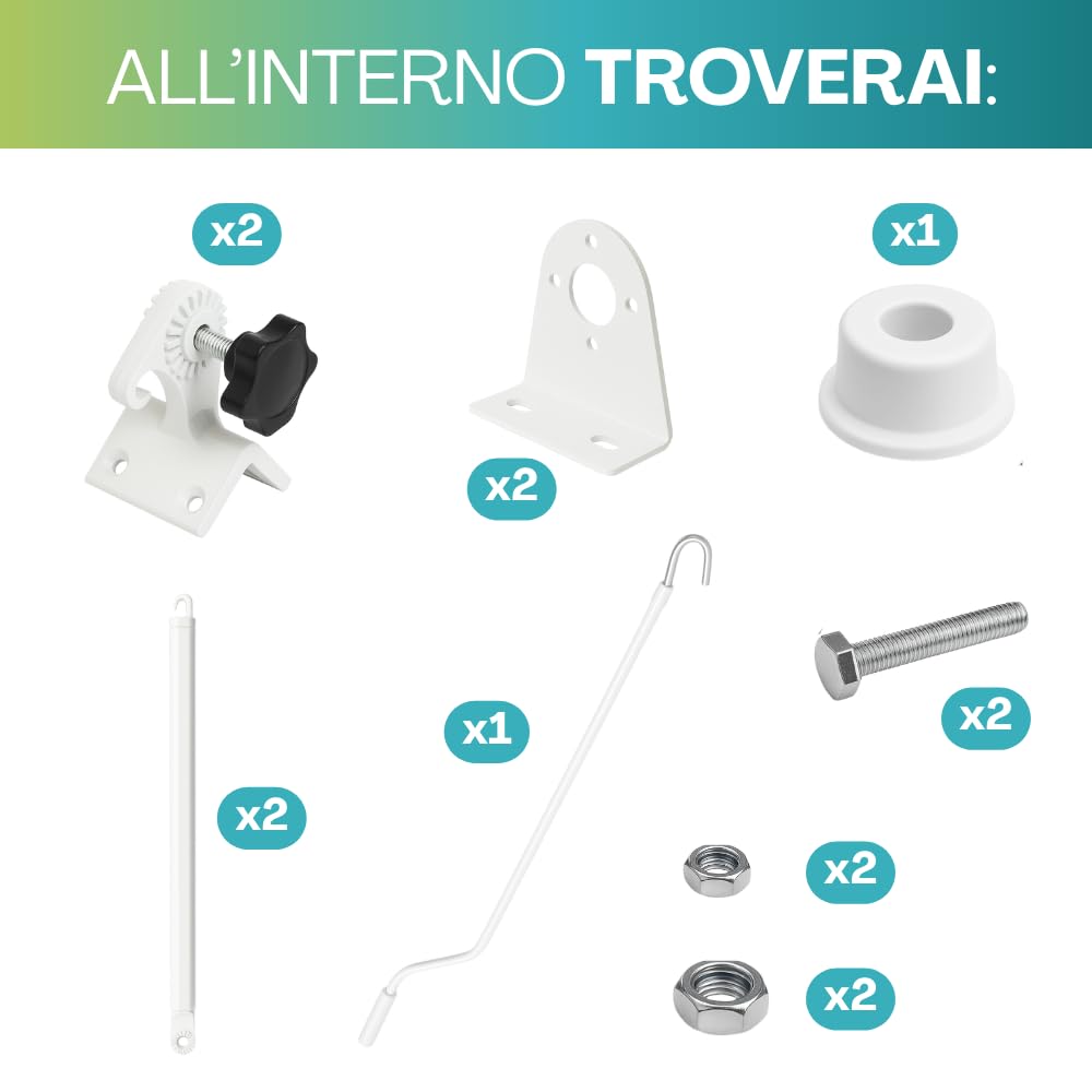 Paluplus Tenda da Sole a Caduta, Misura 300x250 cm, Senza Cassone con braccio avvolgibile e Braccetti Fermatenda, Telo Resistente 280 g/m², per Balcone e Terrazzo -3901F (Verde e Bianco)