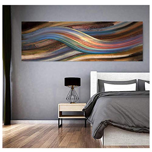 Peinture abstraite arc-en-ciel sur toile 40x120 cm pour salon