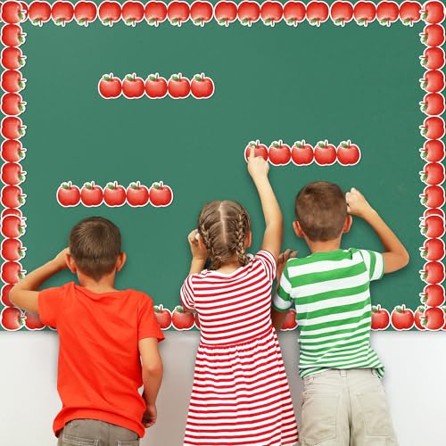 Image of BeYumi Watercolor Apple Border Trim - 65ft Back to School Apple Shape Rolled Border Trim Pastel Watercolor Bulletin Board Set Classroom Office Chalkboard Kindergarten Elementary Home Party Decoration