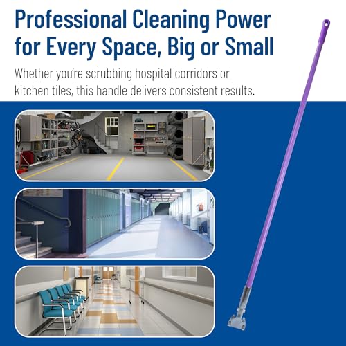 Image of SPARTA Jaw Clamp Dust Mop Handle, Floor Dust Mop Frame Handle, Gripper Holder with Clip-On Connector for Floor Cleaning, Janitorial Supplies, Commercial Use, 60 Inches, Purple