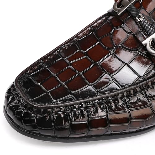 Casual Buckle Men's Dress Loafer Fashion Alligators Printed Leather Formal Business Party Shoes Driving Penny Loafer2