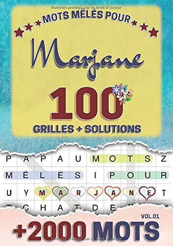 Mots mêlés pour Marjane: 100 grilles avec solutions, +2000 mots cachés, prénom personnalisé Marjane | Cadeau d'anniversaire pour femme, maman, sœur, fille, enfant | Petit Format A5 (14.8 x 21 cm)