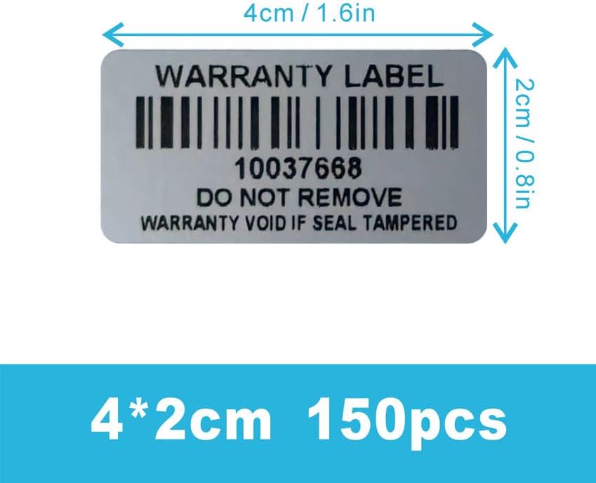 Tamper Evident Proof Barcode Stickers with Individual Serial Number Security Warranty Void Sticker,Sealing Label for Package(150pcs 1.6x0.8 inches,Matte Silver) - Image 2