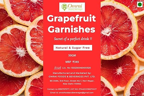 Image of Omrai Foods Dried grapefruit Slices Garnishes 50GM (Pack of 1) | Dehydrated grapefruit Garnish for Cocktails, Mocktails, Detox Water,Tea | 100% Natural Air Dried Fruit grapefruit Slices for Decoration