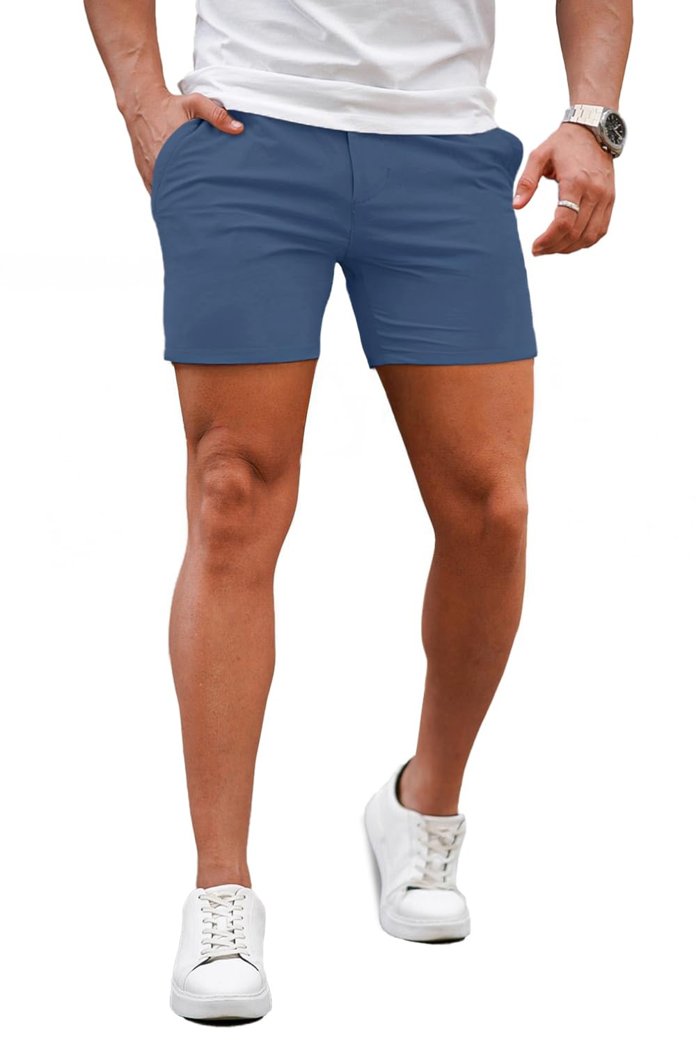 GINGTTO Mens Slim Fit Shorts Stretch Tapered Leg Skinny Chinos 5 7 product thumbnail 2