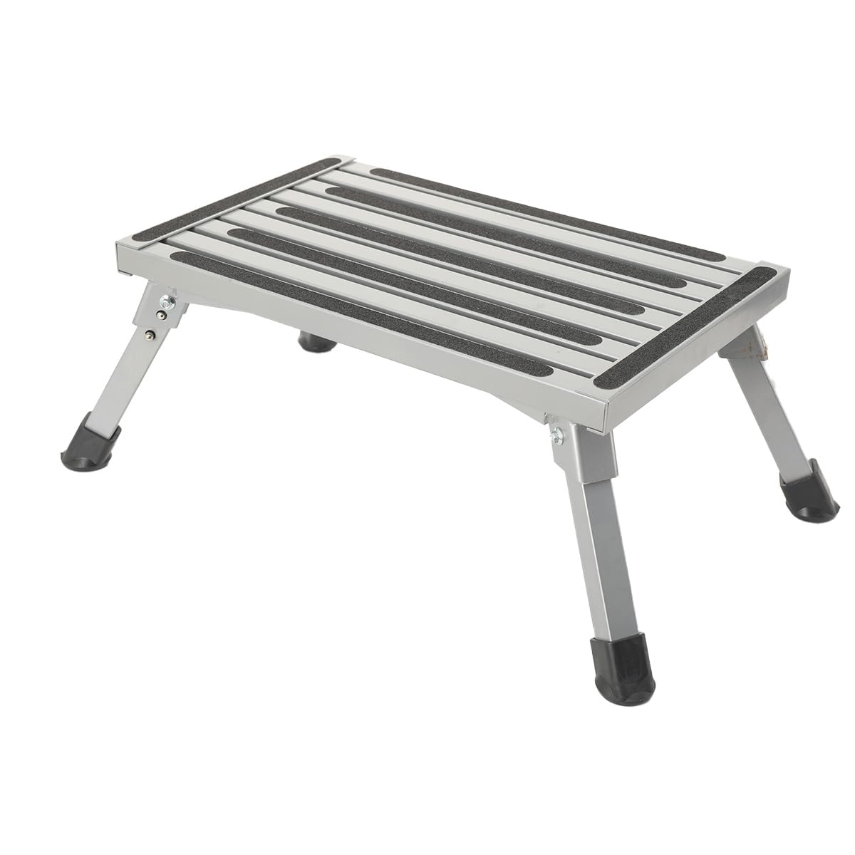 Scalino Pieghevole in Alluminio Leggero 330 Lbs con Pedana Antiscivolo, Design Pieghevole Portatile per Camper, Roulotte, SUV E Casa