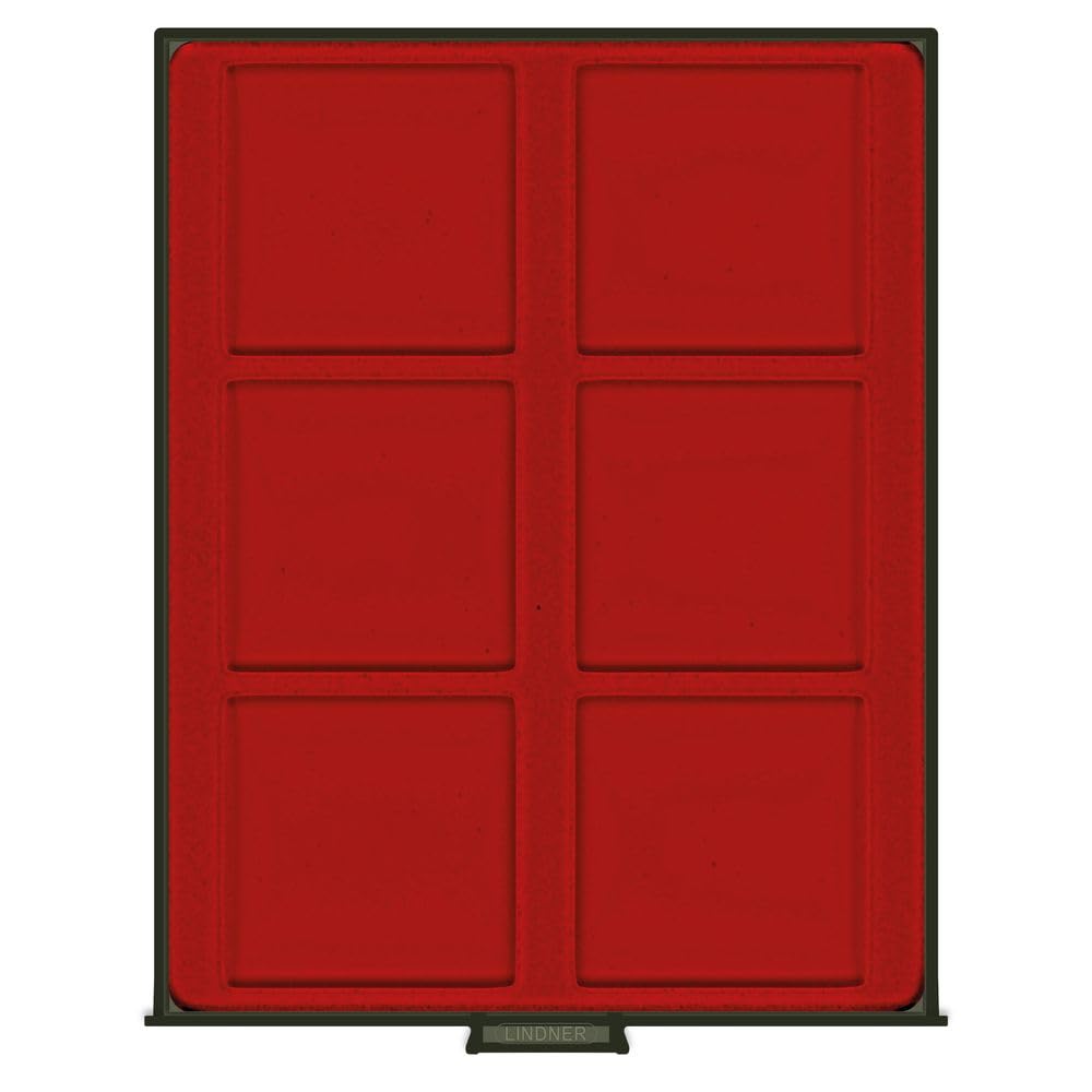 LINDNER Das Original d-Box szkło dymne z 6 kwadratowymi przegródkami 85 x 85 mm na monety/medalie i inne przedmioty kolekcjonerskie