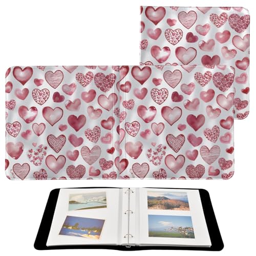 Álbum de fotos adhesivo DIY Scrapbook acuarela corazones románticos día de San Valentín 3 anillas álbum de fotos 40 páginas 8x10 para recuerdos miniatura 2