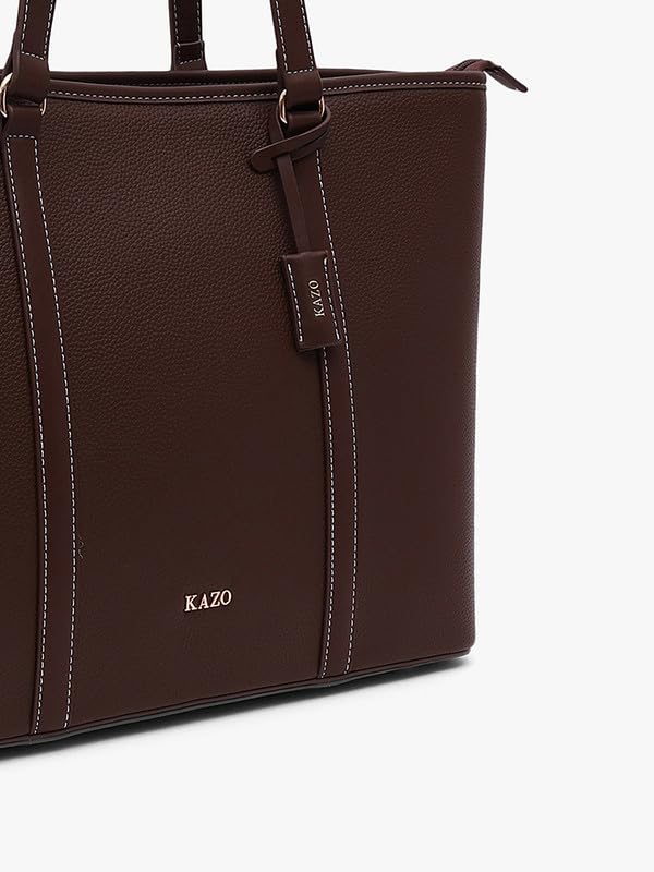 Image of Kazo Bag Chocolate Brown Structured Shoulder Handbag | Premium Faux Leather Purse