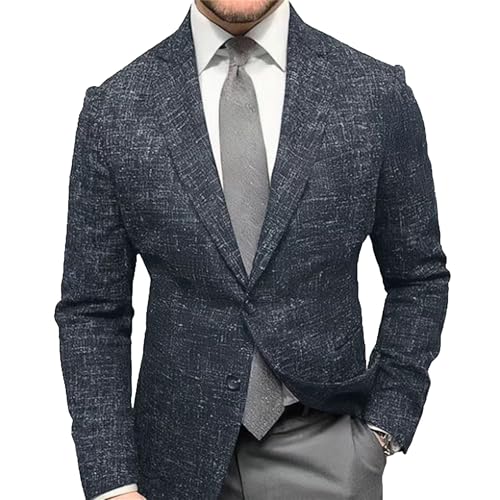 Men's Slim Fit Business Casual Blazer Printed Vintage Single Breasted Suit Jacket Long Sleeve Sport Coat