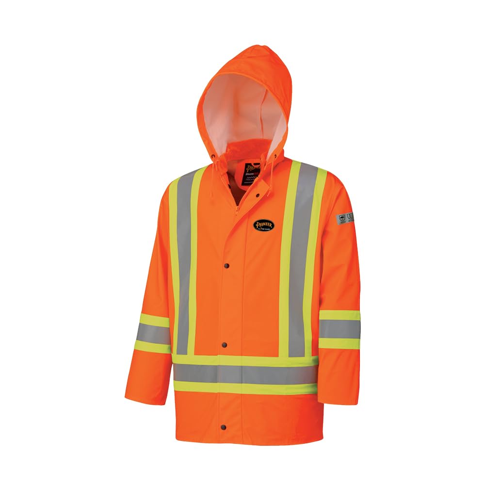 Pioneer Hi Vis Waterproof FR Rain Jacket - Lightweight Oil & Chemical Resistant Safety Coat for Work