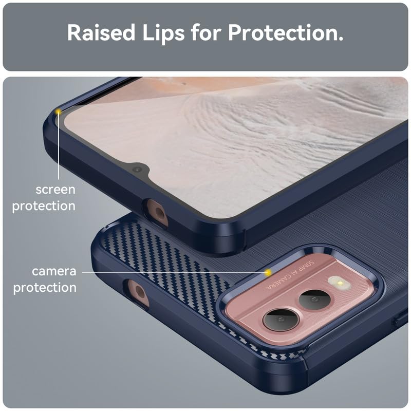 Image of Hybrid Carbon Fiber Back Case for Nokia C32 (Blue)