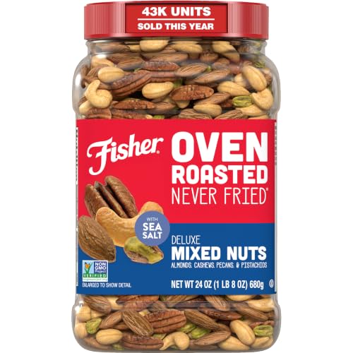 Fisher Oven Roasted Never Fried Deluxe Mixed Nuts, 24 Ounces
