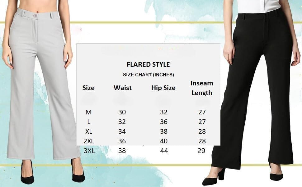 Image of Noelia Women's Flare Leg Bell Bottom Casual High Waist Pants Work Office Trousers