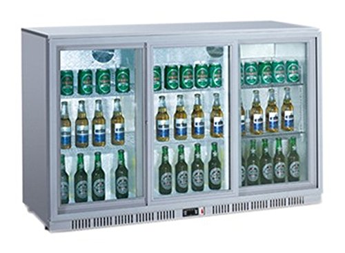 Flaschenkühlschrank Edelstahl mit 3 Klapptüren Kühlschrank Getränkekühlschrank Gewerbekühlschrank 300 Liter Gastrokühlschrank