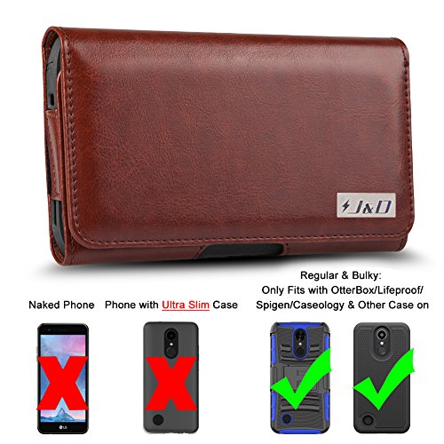 J&D Holster Compatible for Galaxy S10/S10e/S9/J7 2018/J7 2017/J7 2016/J7 V 2nd Gen/J7 Refine/J7 Star/iPhone XR Holster w/Belt Clip, PU Leather Pouch and ID Wallet Case (Fit with Regular/Bulky Case on)