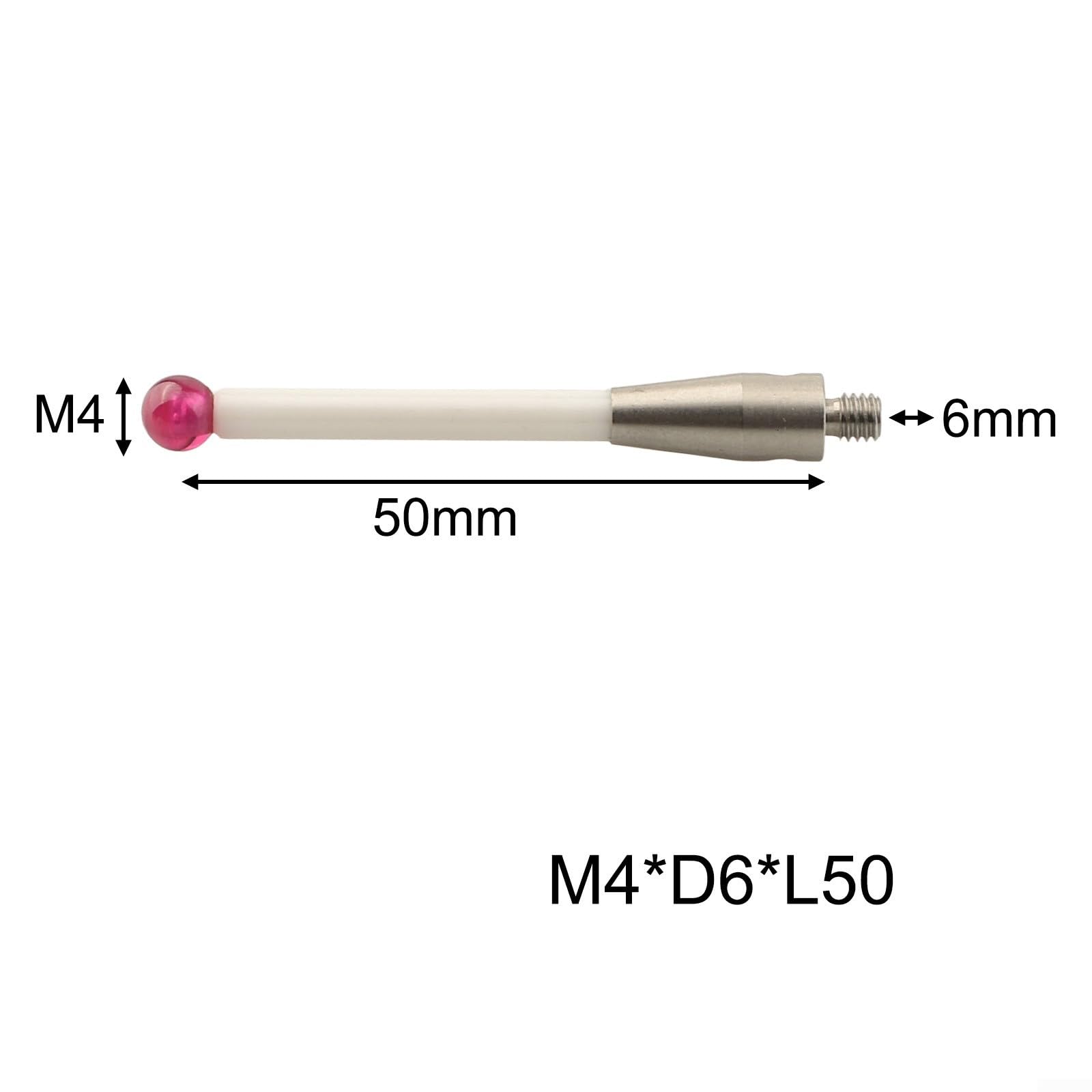 Affidabile testa sonda CMM Touch progettata per sistemi CNC, con sfera da 6 mm e albero in porcellana (M4XL50X6.0 (solido))