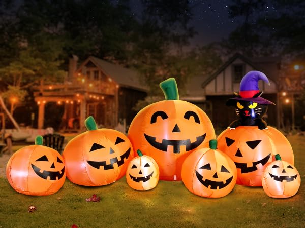 Snapklik.com : DomKom 8 FT Long Inflatable Pumpkin