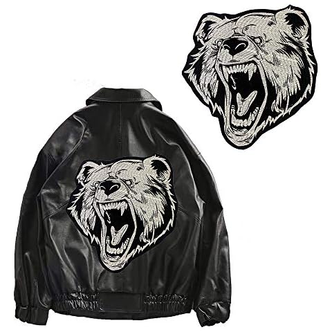 EMDOMO Stickerei-Bärenkopf-Aufnäher zum Aufbügeln für Jacke Cover
