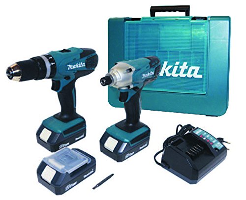 Makita DK18015 18V 3x1.5 Ah set con trapano HP457D avvitatore impulsi TD127D