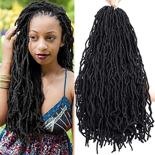 Faux Locs Crochet Hair Small Faux Locs Micro Locs Extensions Soft Dreadlocks Hair Long Crochet Locs Hair 20 Inch Synthetic Locs Extensions (20 inch-4pack, 1B)