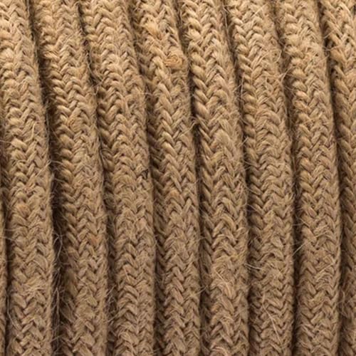 Image of Italian Braided Cable 3 Core Hemp Round 0.75mm 5m UK Lighting Flexible Electrical Cord