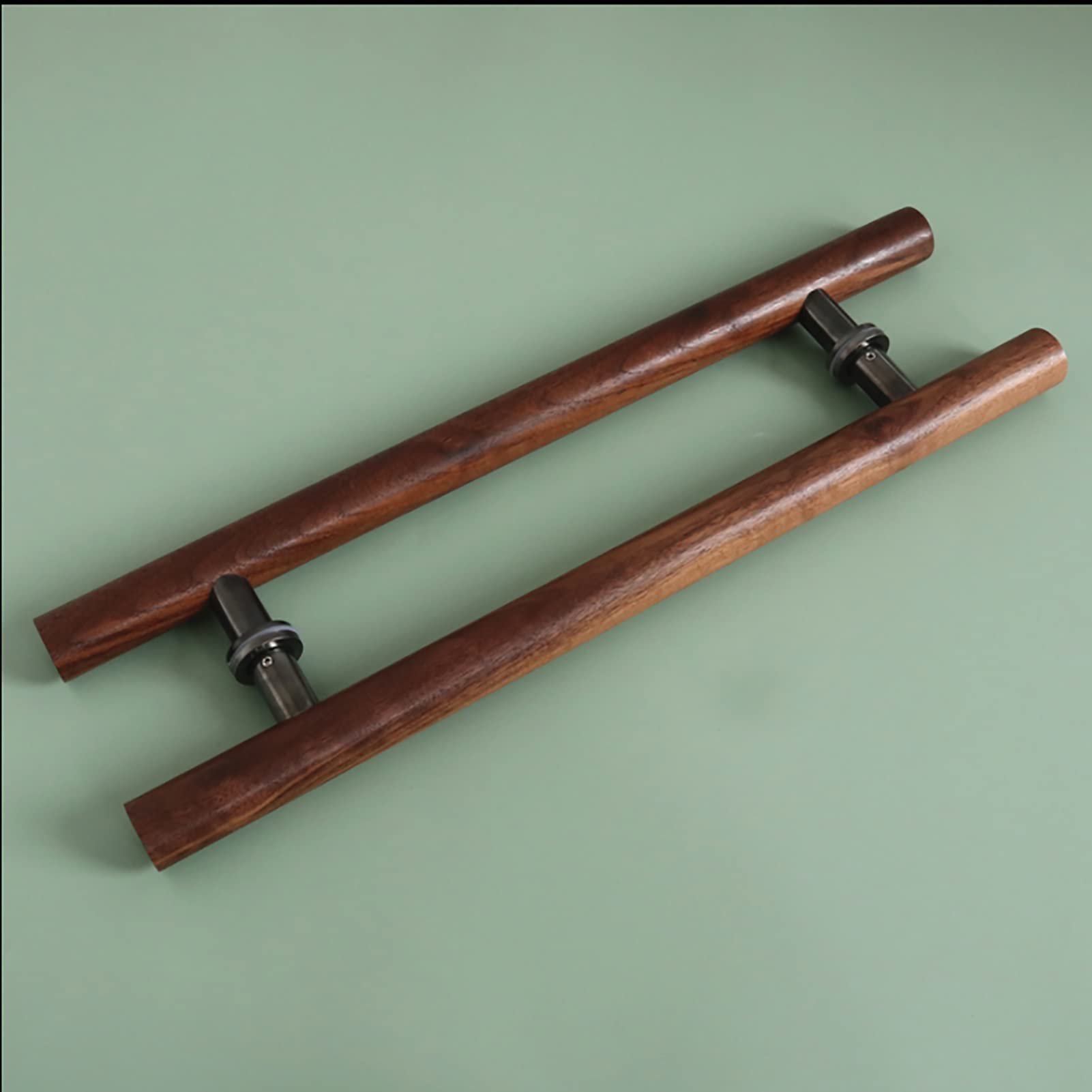 MXXQRHF Heavy-Duty Commercial Entry Door Handle Bar - Double-Sided Wooden Push Pull Handle for Glass Doors, Back to Back H-Shaped Barn Door Pull (Size: 80x50cm)