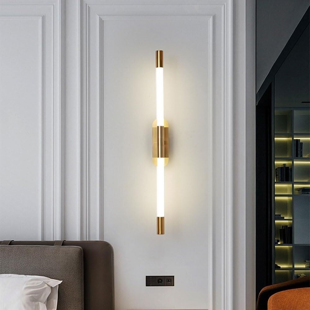 HXYSXHJUO Modern LED Linear Wall Lamp Long Strip Light Acrylic Metal Sconce for Bedroom Bedside Living Room Study Corridor Entryway Stairs Hall Restaurant Mounted Lamp(A,6000K)
