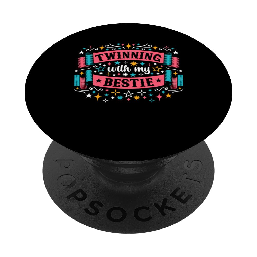 Twins Day Twinning With My Bestie PopSockets Swappable PopGrip, Black