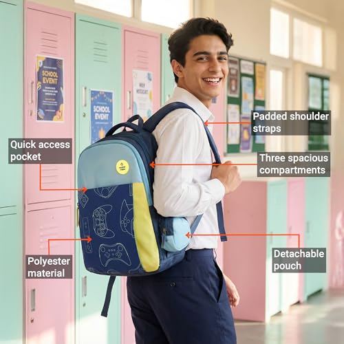 Image of Nasher Miles Polyester Backpack | Ideal for Preschool, Kindergarten, College, School, Office& Travel | Toddler, Girls, Boys, Men, Women