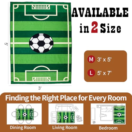Tapete de campo de fútbol decorativo 3'x5' verde miniatura 2