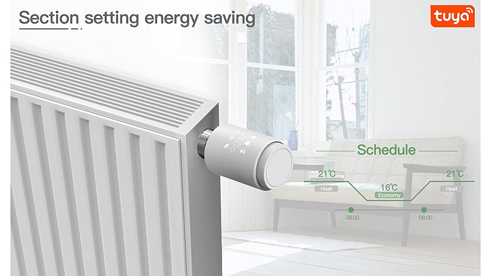 Zigbee eTRV Heizkörperthermostat programmierbar | Sprachsteuerung mit Alexa, Google Home, Anschlussgewinde M30 x 1,5