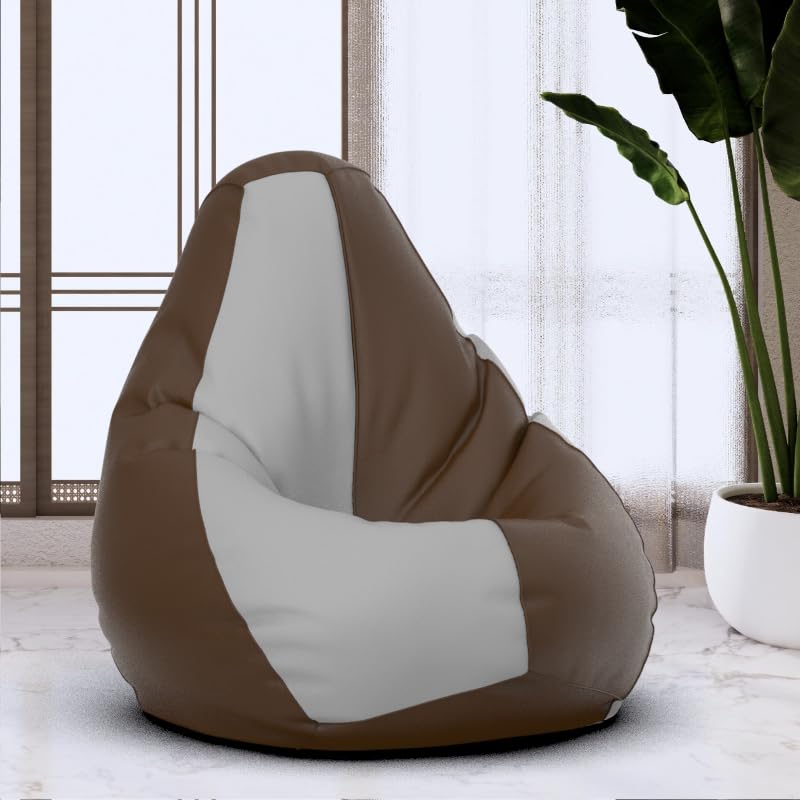 Bean Bag Chair Cover | Size: 3XL | Color: Brown Light-Grey | Without Beans | Premium Leatherette Cover (CMF 6620)-image-29